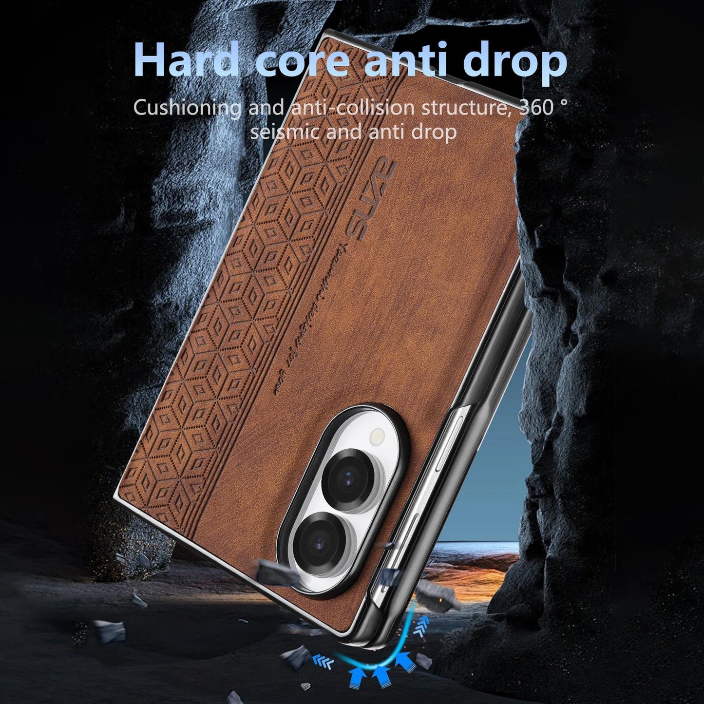 For Galaxy Z Fold8 5G AZNS 3D Embossed Skin Feel Phone Case(Blue)