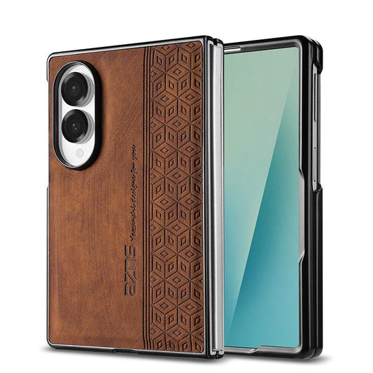 For Galaxy Z Fold8 5G AZNS 3D Embossed Skin Feel Phone Case(Brown)