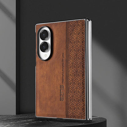 For Galaxy Z Fold8 5G AZNS 3D Embossed Skin Feel Phone Case(Brown)