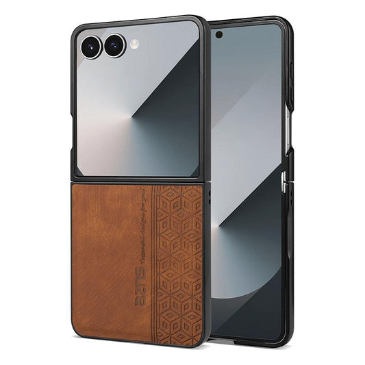 For Galaxy Z Flip8 5G AZNS 3D Embossed Skin Feel Phone Case(Brown)