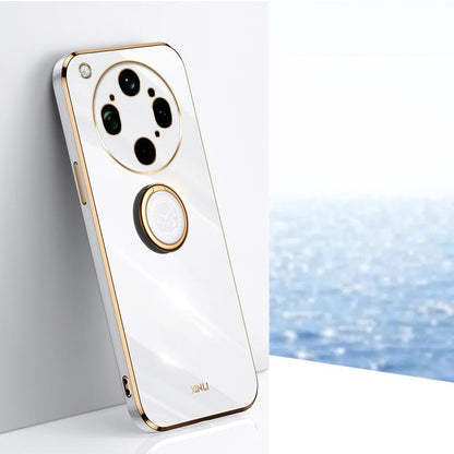 For OPPO Find X9 Ultra 5G XINLI Straight Edge 6D Electroplate TPU Phone Case with Ring Holder - White - EDA006365122C