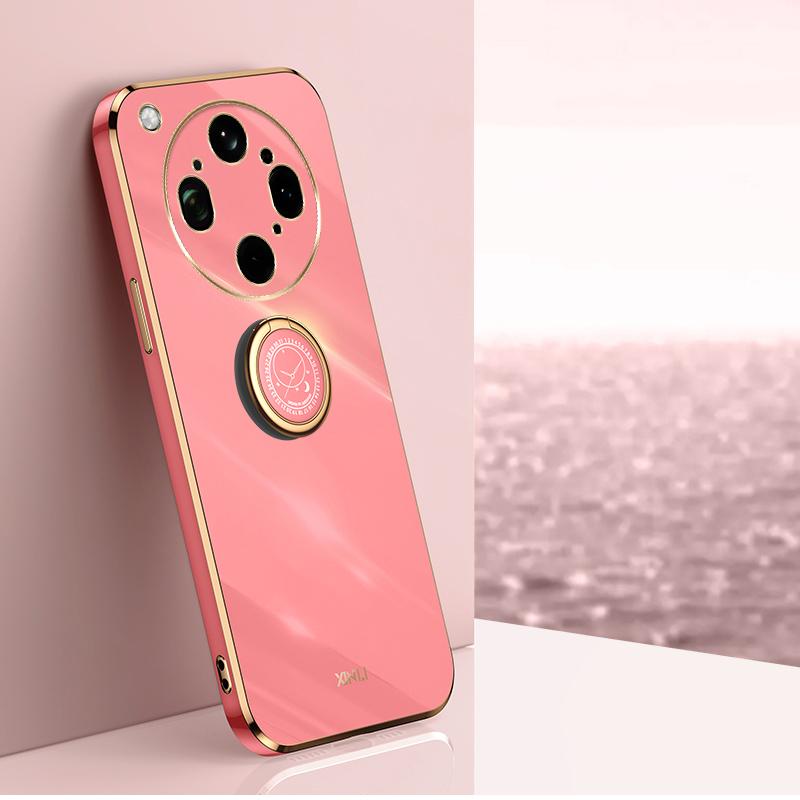 For OPPO Find X9 Ultra 5G XINLI Straight Edge 6D Electroplate TPU Phone Case with Ring Holder - Hawthorn Red - EDA006365122D