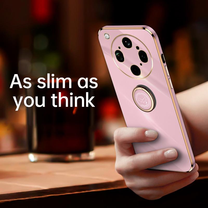 For OPPO Find X9 Ultra 5G XINLI Straight Edge 6D Electroplate TPU Phone Case with Ring Holder - Hawthorn Red - EDA006365122D