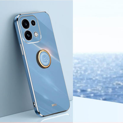 For OPPO Reno16 Pro 5G Global XINLI Straight Edge 6D Electroplate TPU Phone Case with Ring Holder - Celestial Blue - EDA006365124E