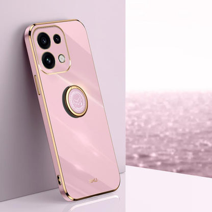For OPPO Reno16 Pro 5G Global XINLI Straight Edge 6D Electroplate TPU Phone Case with Ring Holder - Cherry Purple - EDA006365124F
