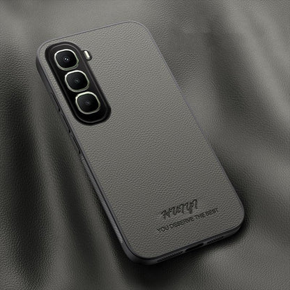 For Infinix Hot 60 5G HUIYI Leather Magnetic Phone Case - Grey - EDA006394717C