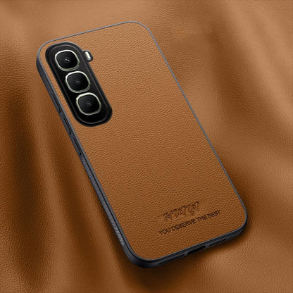 For Infinix Hot 60 5G HUIYI Leather Magnetic Phone Case - Brown - EDA006394717E