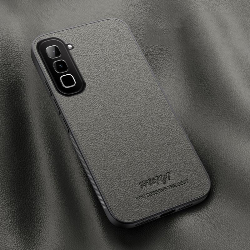 For Infinix Hot 70 4G HUIYI Leather Magnetic Phone Case - Grey - EDA006394720C