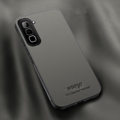 For Infinix Hot 70 4G HUIYI Leather Magnetic Phone Case - Grey - EDA006394720C