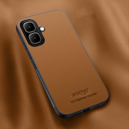 For Infinix Smart 10 4G HUIYI Leather Magnetic Phone Case - Brown - EDA006394723E