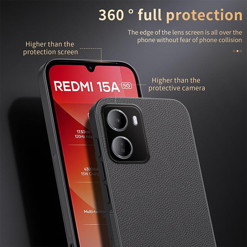 For Redmi 15a 5G HUIYI Leather Magnetic Phone Case - Black - EDA006395525B