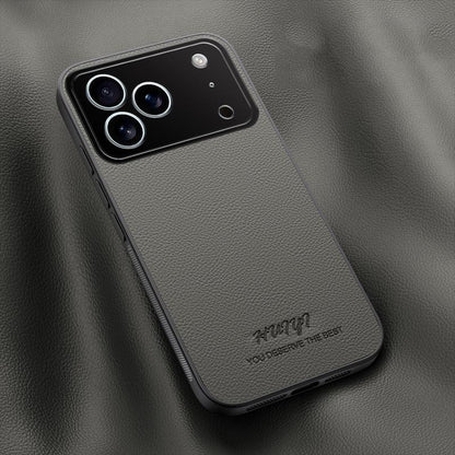 For iPhone 17 Pro HUIYI Leather Magnetic Phone Case - Grey - EDA006395718C