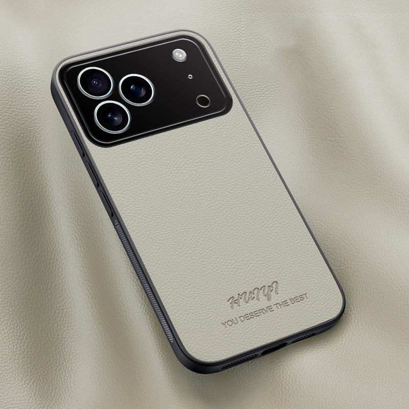 For iPhone 17 Pro HUIYI Leather Magnetic Phone Case - White - EDA006395718D