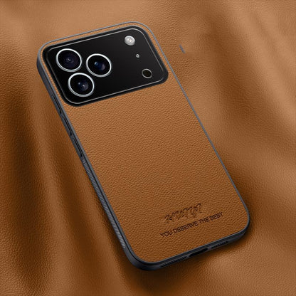 For iPhone 17 Pro HUIYI Leather Magnetic Phone Case - Brown - EDA006395718E