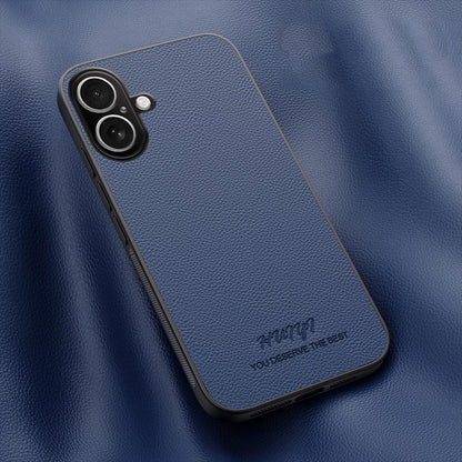 For iPhone 17 HUIYI Leather Magnetic Phone Case - Blue - EDA006395719A