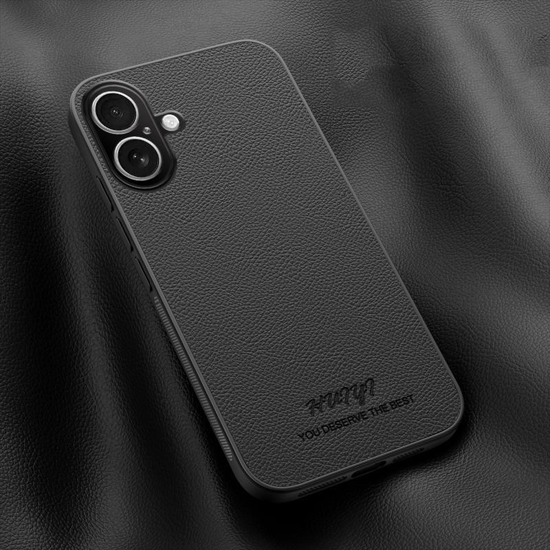 For iPhone 17 HUIYI Leather Magnetic Phone Case - Black - EDA006395719B