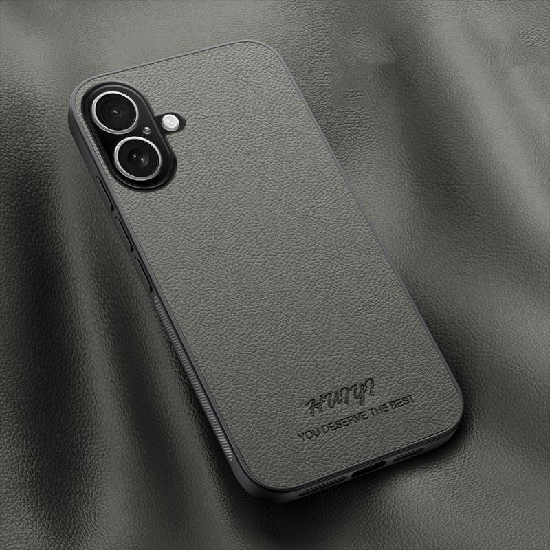 For iPhone 17 HUIYI Leather Magnetic Phone Case - Grey - EDA006395719C