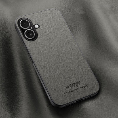 For iPhone 17 HUIYI Leather Magnetic Phone Case - Grey - EDA006395719C