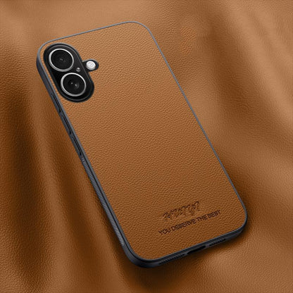 For iPhone 17 HUIYI Leather Magnetic Phone Case - Brown - EDA006395719E