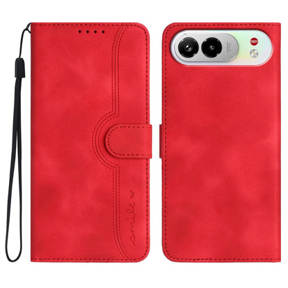 For ZTE nubia Air Pro 5G Heart Pattern Skin Feel Leather Phone Case - Red - EDA006403348A