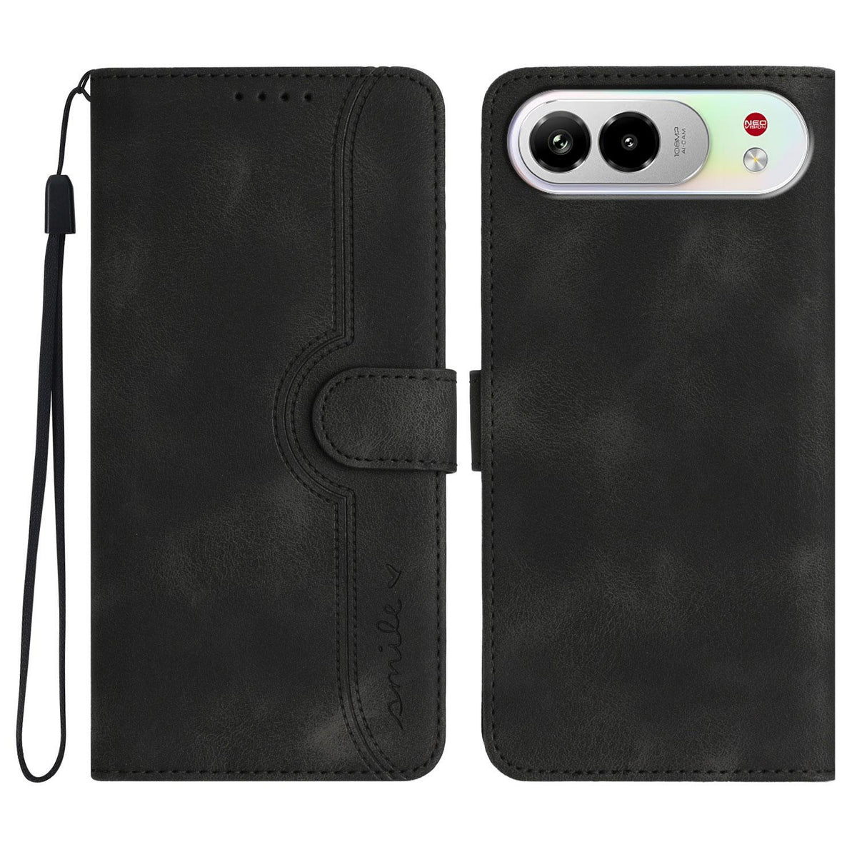 For ZTE nubia Air Pro 5G Heart Pattern Skin Feel Leather Phone Case - Black - EDA006403348D