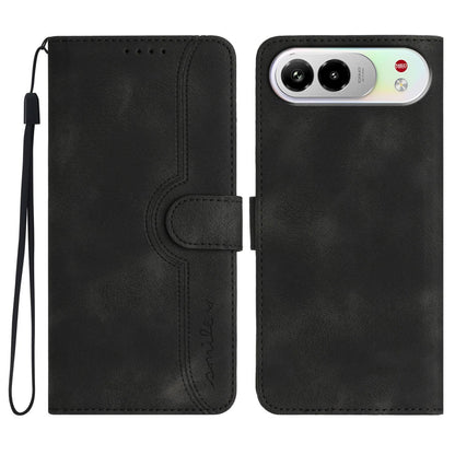 For ZTE nubia Air Pro 5G Heart Pattern Skin Feel Leather Phone Case - Black - EDA006403348D
