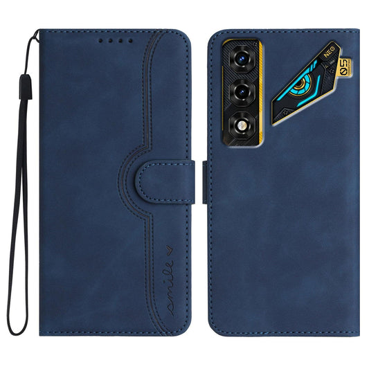 For ZTE nubia Neo 5 5G Heart Pattern Skin Feel Leather Phone Case - Royal Blue - EDA006403349F