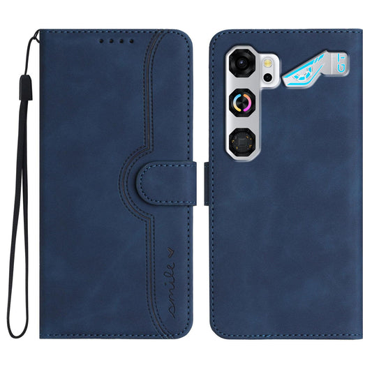 For ZTE nubia Neo 5 GT 5G Heart Pattern Skin Feel Leather Phone Case - Royal Blue - EDA006403350F