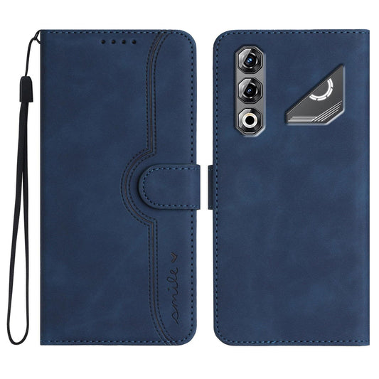 For ZTE nubia Neo 5 Pro 5G Heart Pattern Skin Feel Leather Phone Case - Royal Blue - EDA006403351F