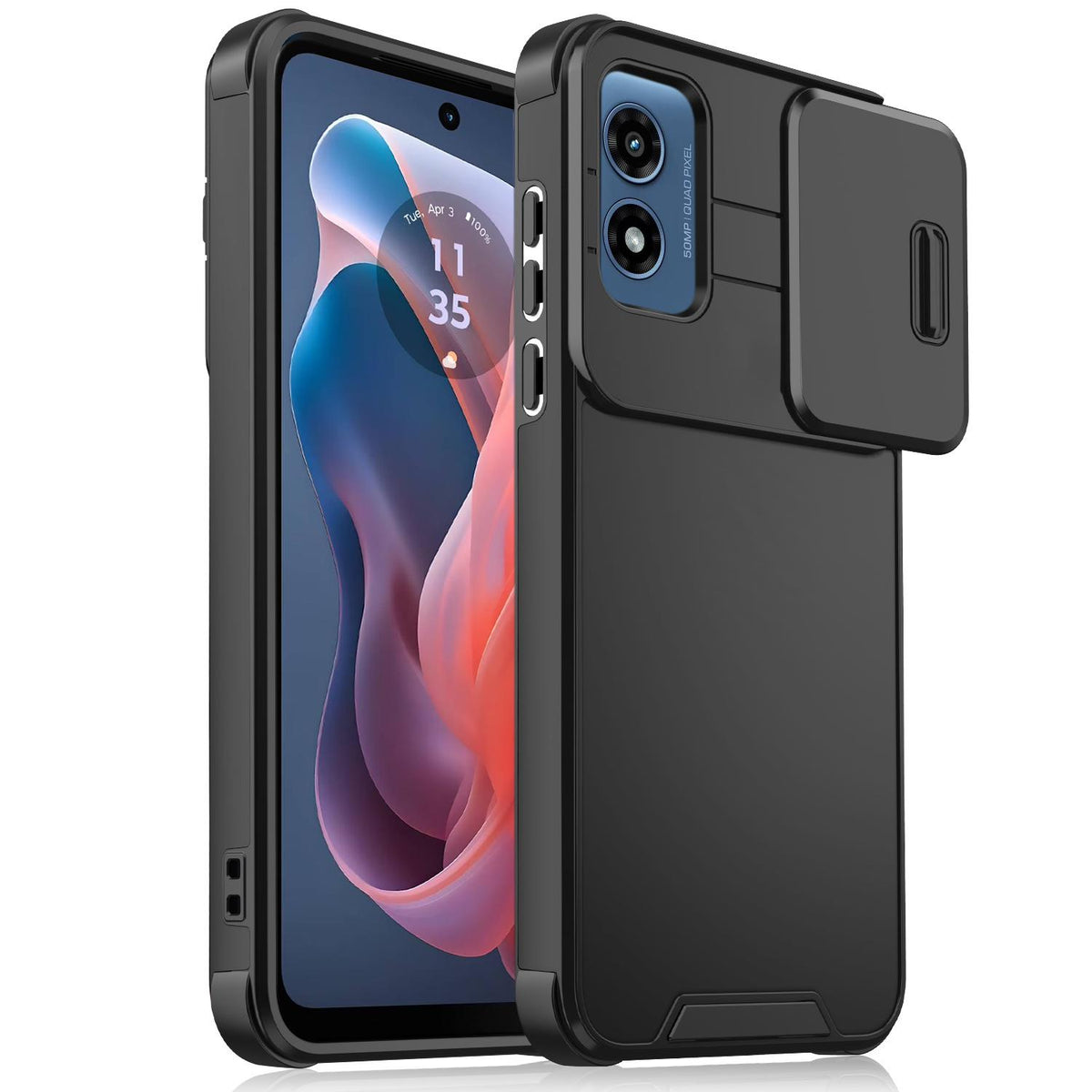 For Motorola Moto G Play 4G 2024 Sliding Camshield TPU + PC Phone Case - Black - EDA006431110A