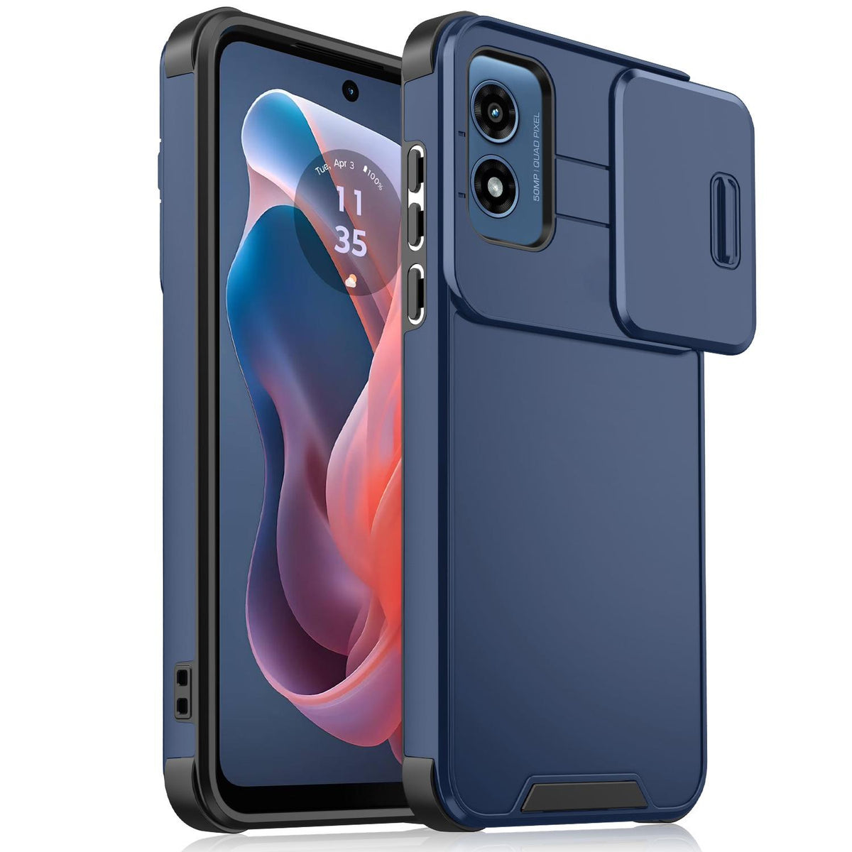For Motorola Moto G Play 4G 2024 Sliding Camshield TPU + PC Phone Case - Blue - EDA006431110B