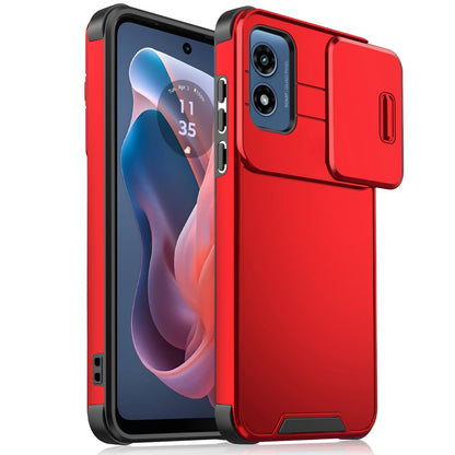 For Motorola Moto G Play 4G 2024 Sliding Camshield TPU + PC Phone Case - Red - EDA006431110C