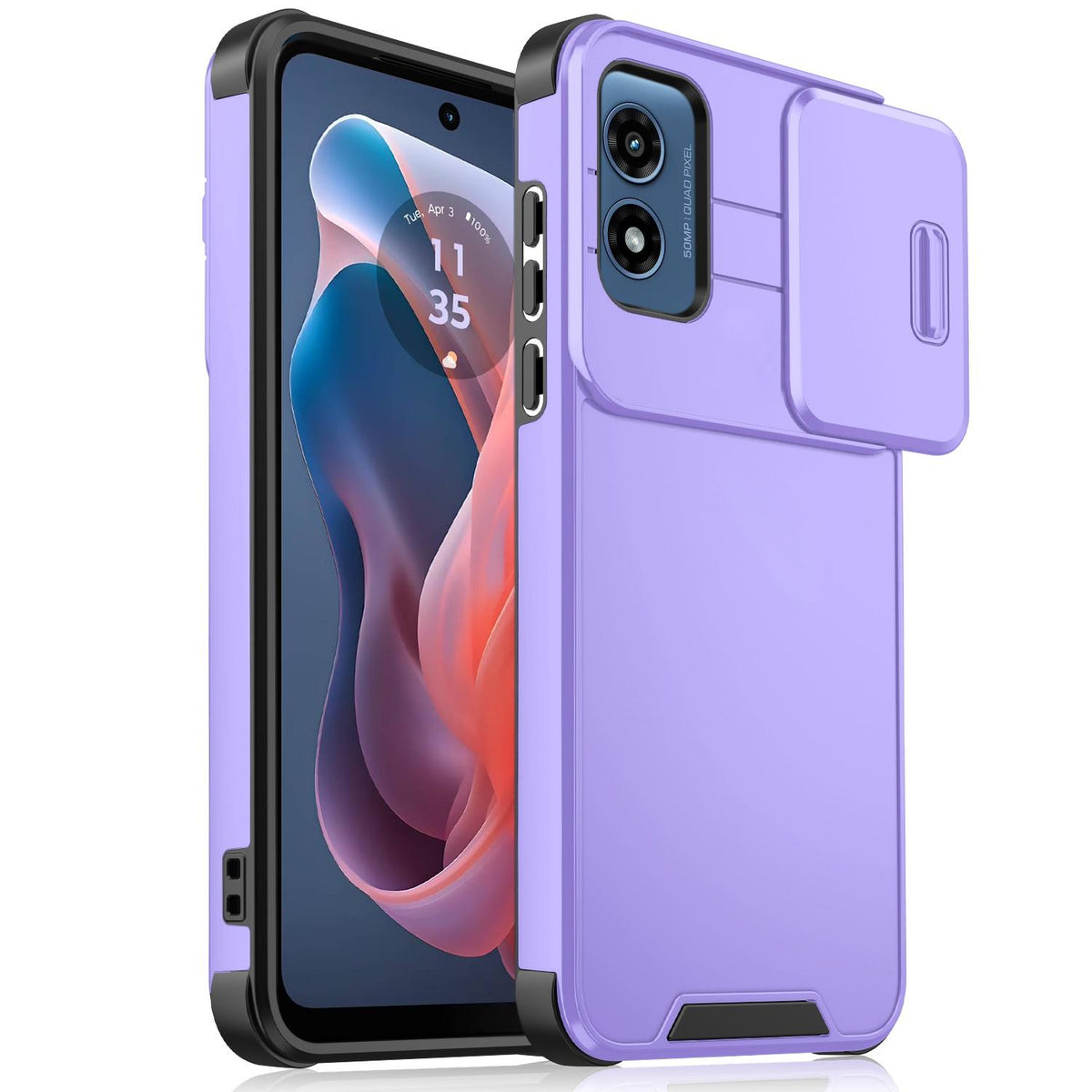 For Motorola Moto G Play 4G 2024 Sliding Camshield TPU + PC Phone Case - Purple - EDA006431110D