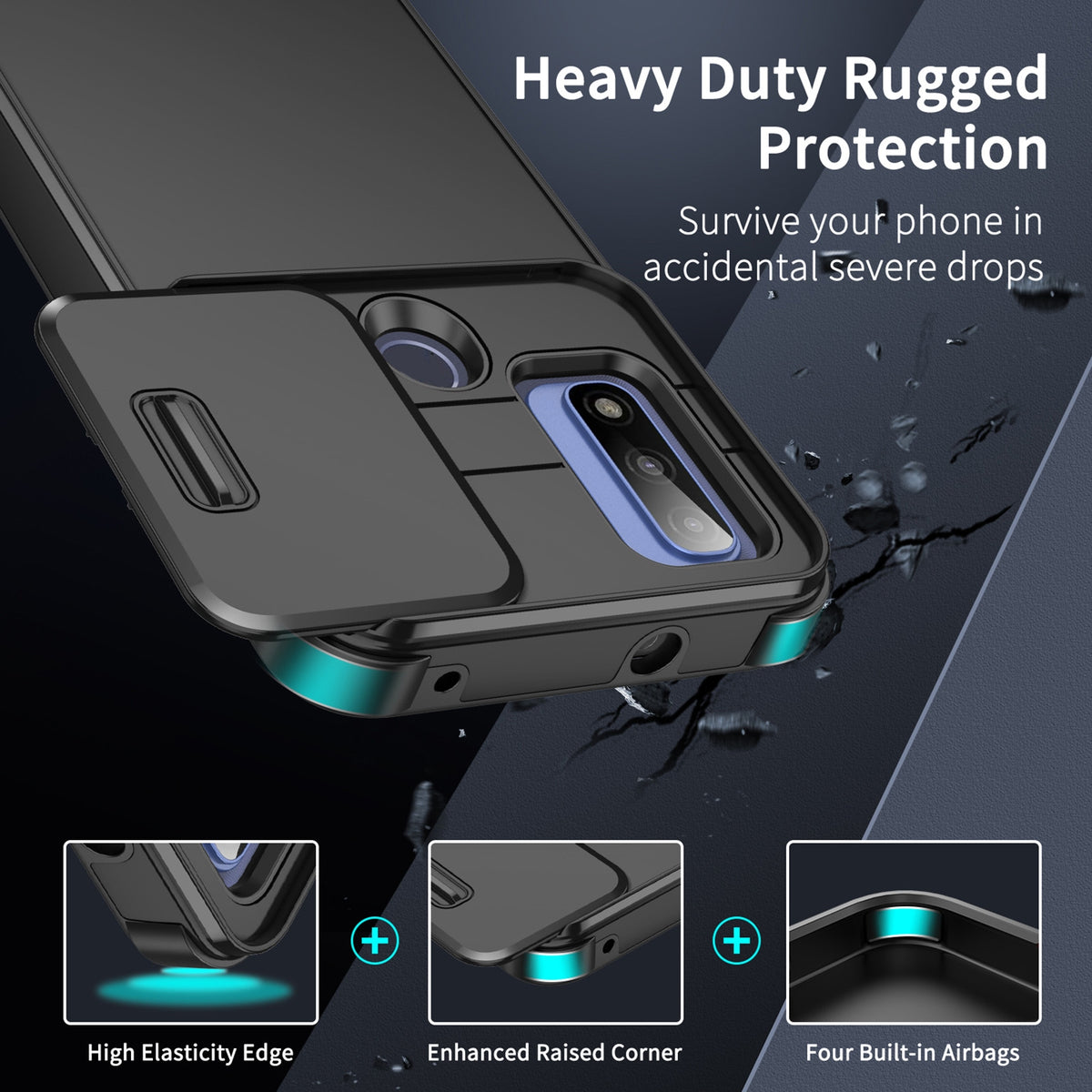 For Motorola Moto G Play 4G 2024 Sliding Camshield TPU + PC Phone Case - Black - EDA006431110A