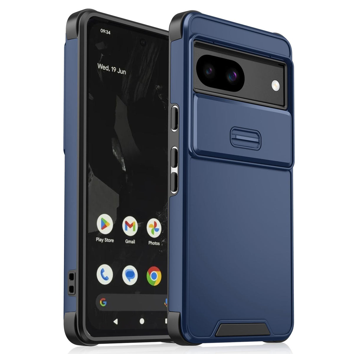 For Google Pixel 8a Sliding Camshield TPU + PC Phone Case - Blue - EDA006431608B