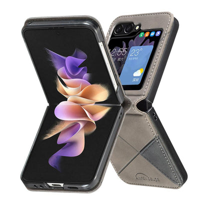 For Galaxy Z Flip8 5G Rhombus Texture PU + PC Shockproof Phone Case - Grey - EDA006448204B