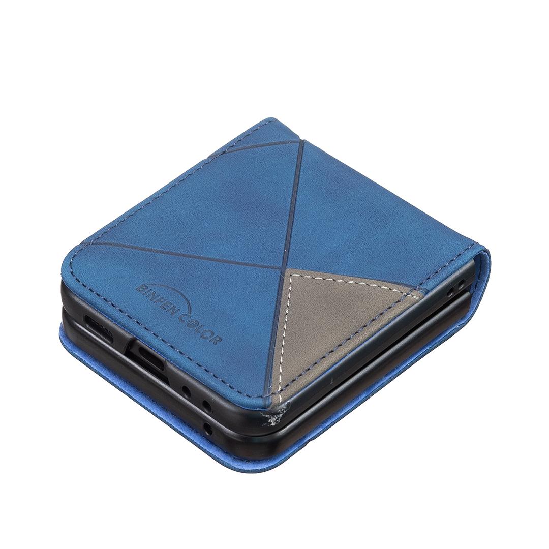 For Galaxy Z Flip8 5G Rhombus Texture PU + PC Shockproof Phone Case - Blue - EDA006448204E