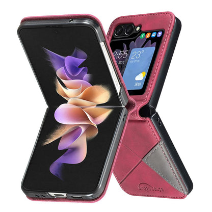 For Galaxy Z Flip8 5G Rhombus Texture PU + PC Shockproof Phone Case - Red - EDA006448204F