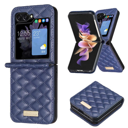For Galaxy Z Flip8 5G Diamond Lattice PU + PC Shockproof Phone Case - Blue - EDA006448304C