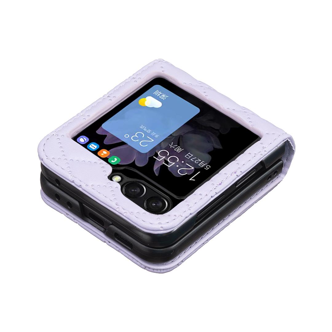For Galaxy Z Flip8 5G Diamond Lattice PU + PC Shockproof Phone Case - Purple - EDA006448304D