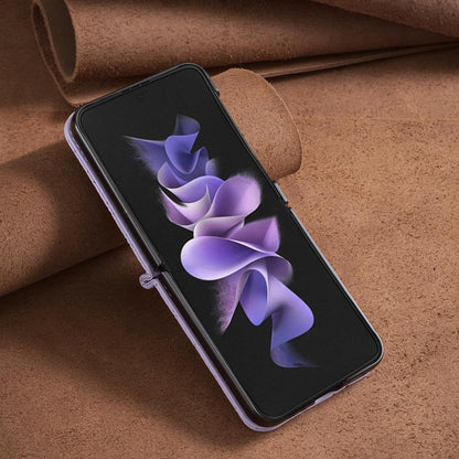 For Galaxy Z Flip8 5G Diamond Lattice PU + PC Shockproof Phone Case - Purple - EDA006448304D