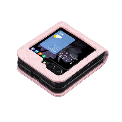For Galaxy Z Flip8 5G Diamond Lattice PU + PC Shockproof Phone Case - Pink - EDA006448304E