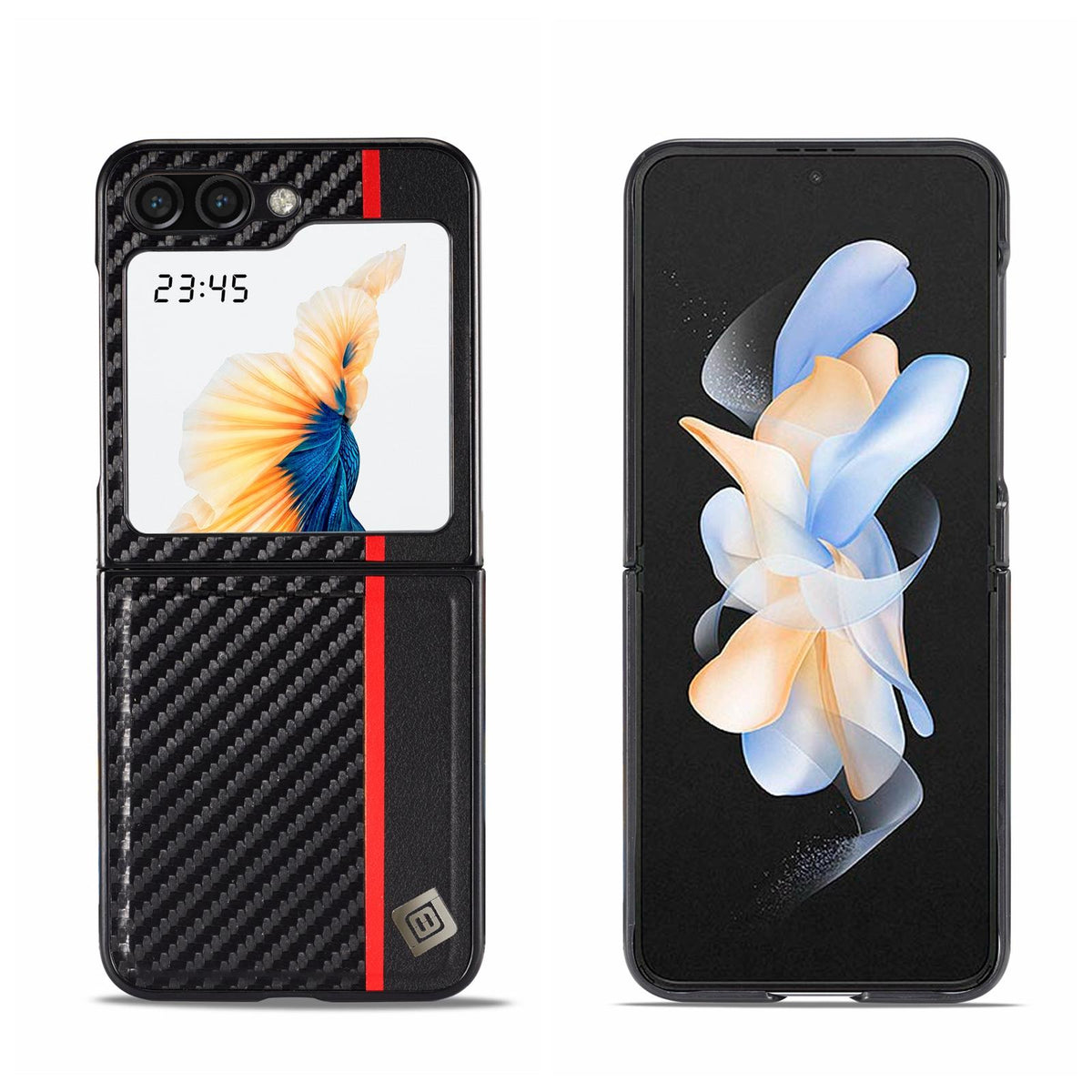 For Galaxy Z Flip8 5G LC.IMEEKE 3 in 1 Carbon Fiber Texture Shockproof Phone Case - Black - EDA006451306A