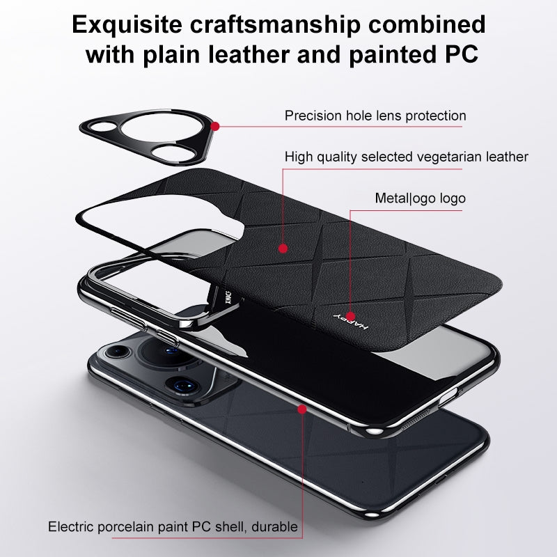 For Huawei nova 16 SE 5G Plain Leather PC Phone Case - Black - EDA006468236A
