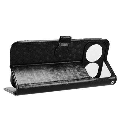 For Huawei nova 16 5G Honeycomb Dot Texture Leather Phone Case - Black - EDA006474526A