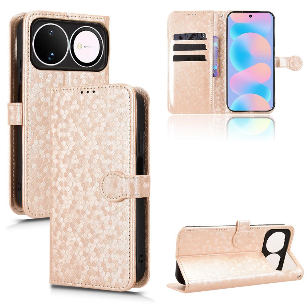 For Huawei nova 16 5G Honeycomb Dot Texture Leather Phone Case - Gold - EDA006474526B