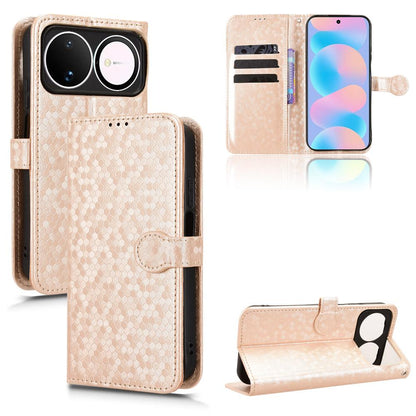 For Huawei nova 16 5G Honeycomb Dot Texture Leather Phone Case - Gold - EDA006474526B