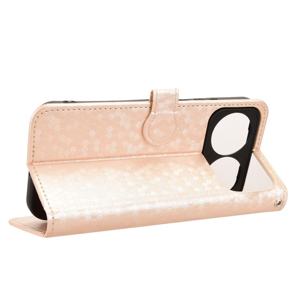 For Huawei nova 16 5G Honeycomb Dot Texture Leather Phone Case - Gold - EDA006474526B