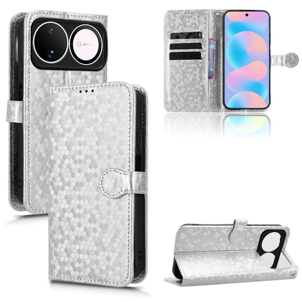 For Huawei nova 16 5G Honeycomb Dot Texture Leather Phone Case - Silver - EDA006474526E
