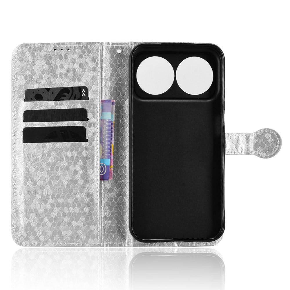 For Huawei nova 16 5G Honeycomb Dot Texture Leather Phone Case - Silver - EDA006474526E